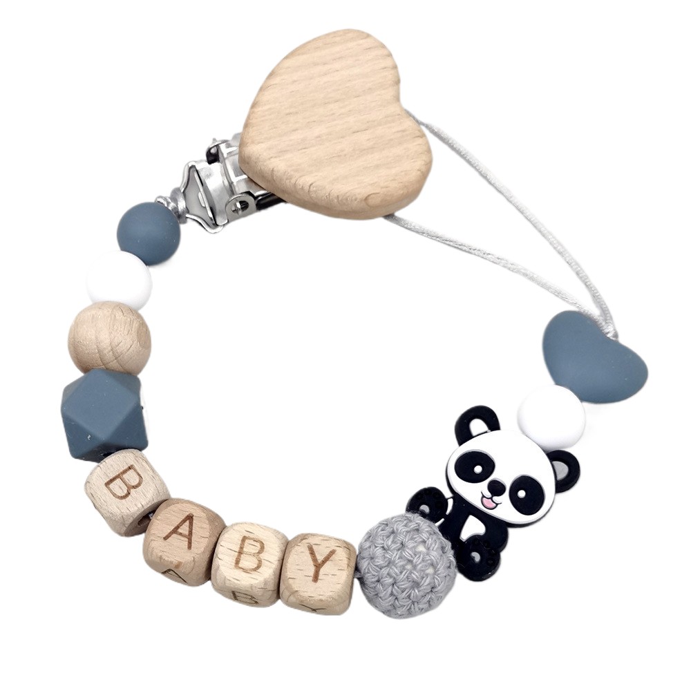 Baby Products Name - Personalisierte Baby-Schnullerkette aus Holz mit niedlichem