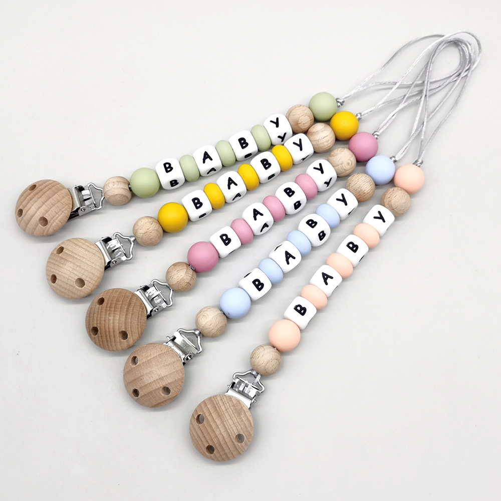 Baby Products Name - Benutzerdefinierte Name Schnuller Clips Kette Silikon