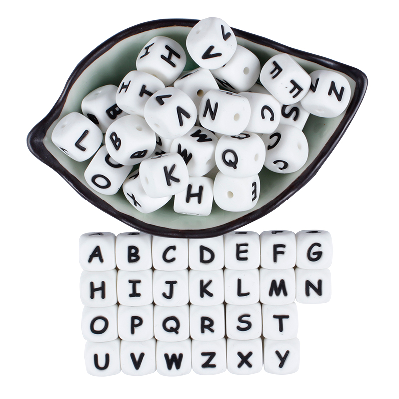 Baby Products Name - 12mm 50pcs Silikon Buchstaben Perlen Englisch