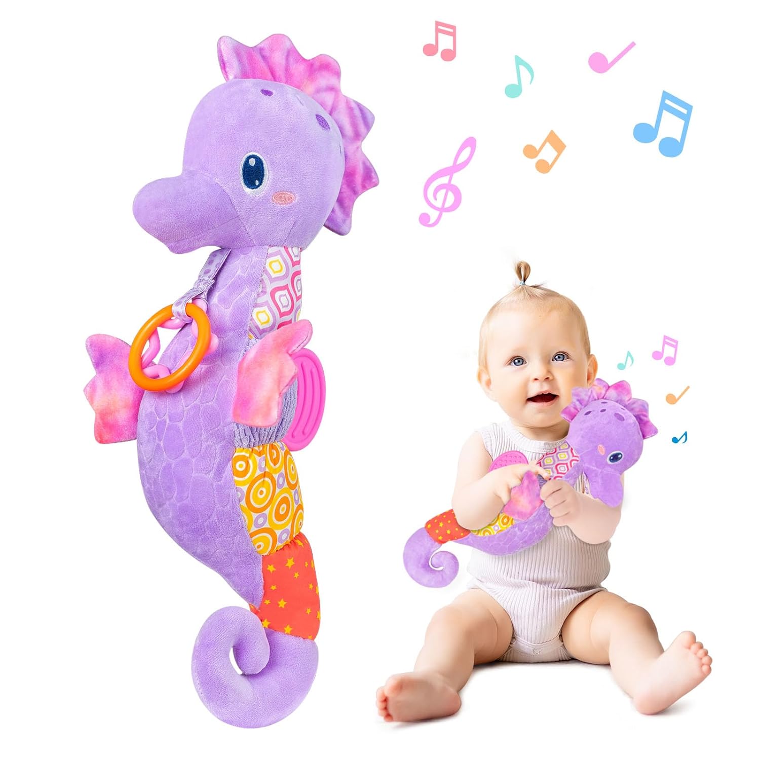 Baby Rattle Toy Set - Baby-Rasseln-Spielzeug, musikalische Kuscheltiere für Kleinkinder, Stofftier